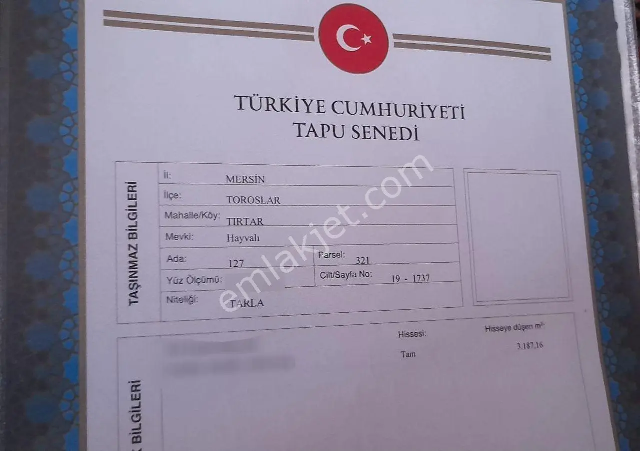 Aydın'dan Toroslar Tırtar'da 3 Dönüm Fırsat Satılık Arsa