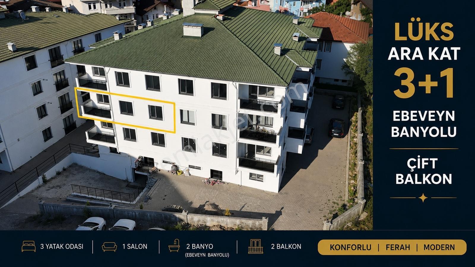 Arakat Sıfır 3+1 Lüks Daire Ebeveyn Banyolu Geniş Çift Balkon - Görsel 24