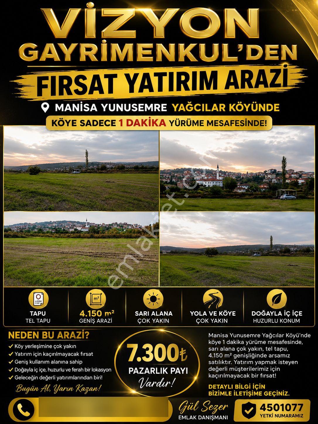 Vizyon Gayrimenkul Den Büyük Fırsat Yatırım Arazi Tek Tapu Yağcılar Köyünde