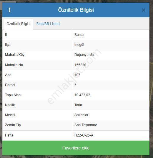 Bursa İnegöl Doğanyurdu 10 Dönüm Tek Tapu Bulunmaz Fiyat