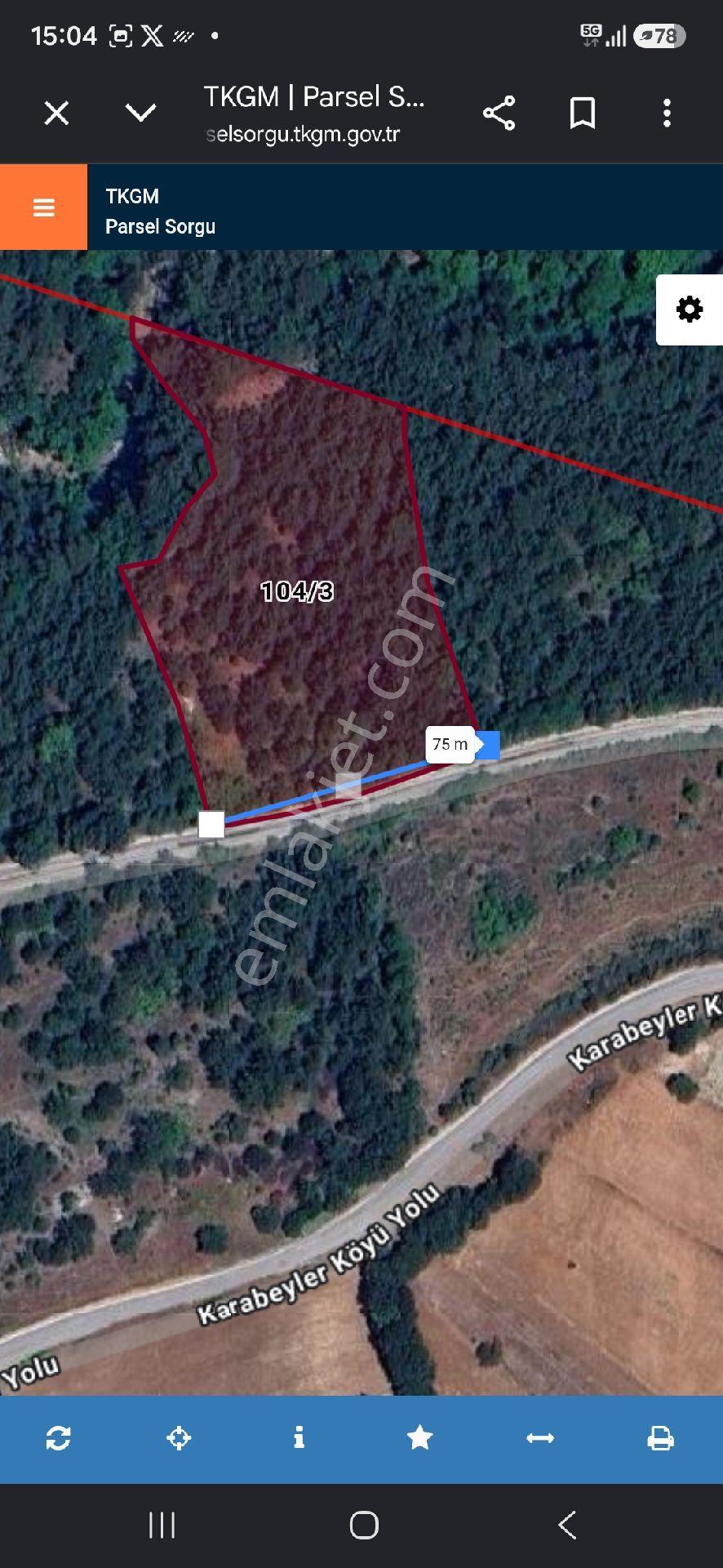 75m Yol Cepheli 7.768m2 Dev Yatirim Tarlasi