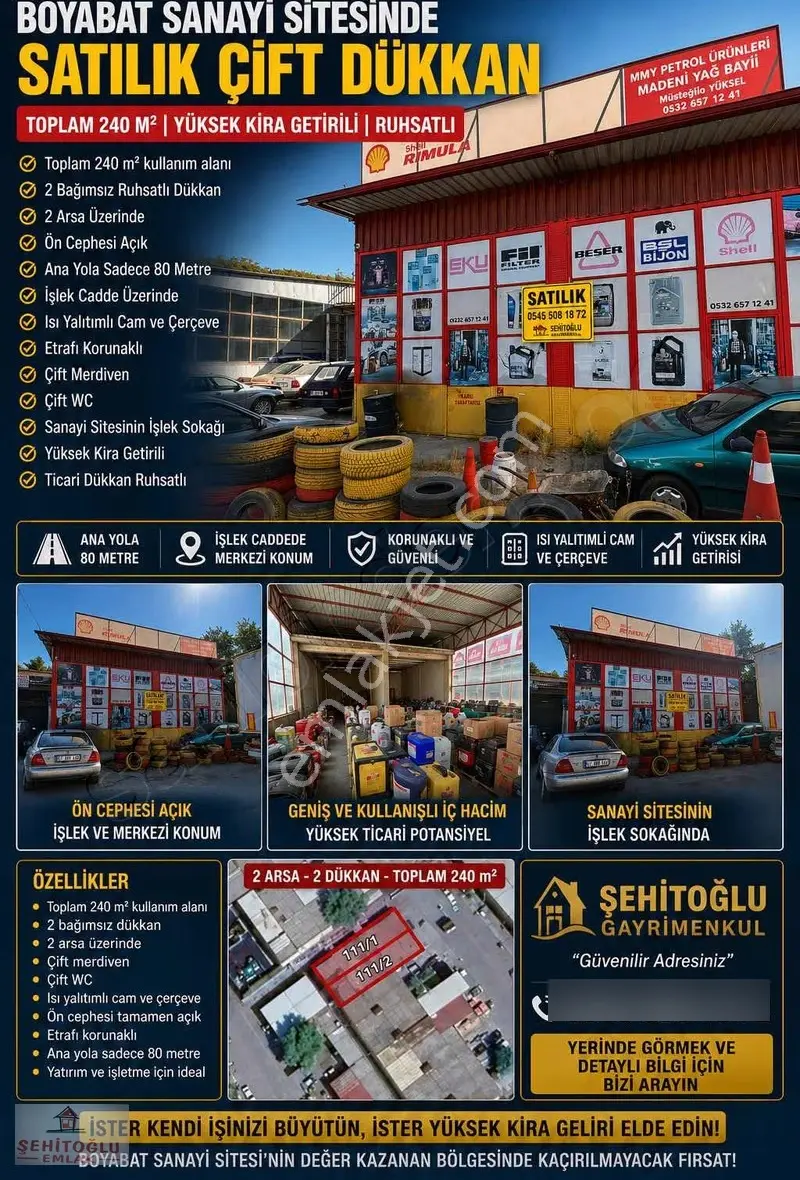 Boyabat Sanayi Sitesinde Satılık 2 Adet Dükkan 240 M2