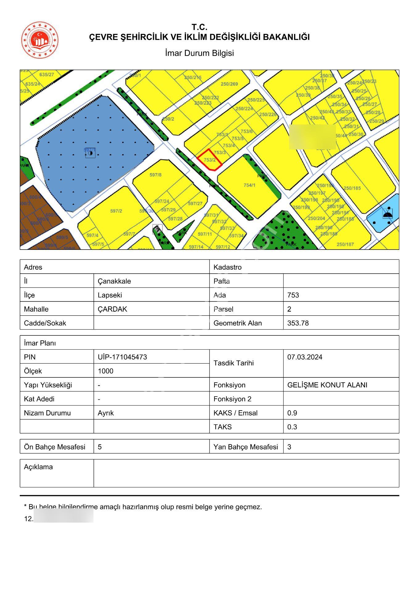 Çanakkale-lapseki-çardak İmarlı 353m² Denize Karşı Müstakil Arsa - Görsel 19