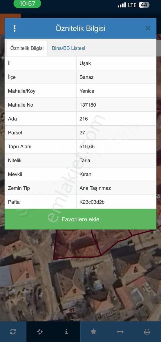Banaz Yenice 516m2 Köy İçi Konumu Olan Tarla - Görsel 5
