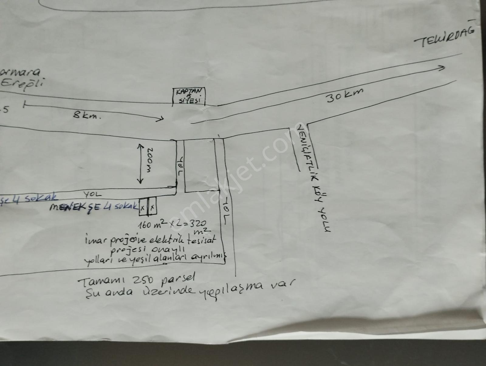 Marmara Eğrelisinde 2 Adet 160m2 Önü Kapanmaz İmarlı Köşe Arsa
