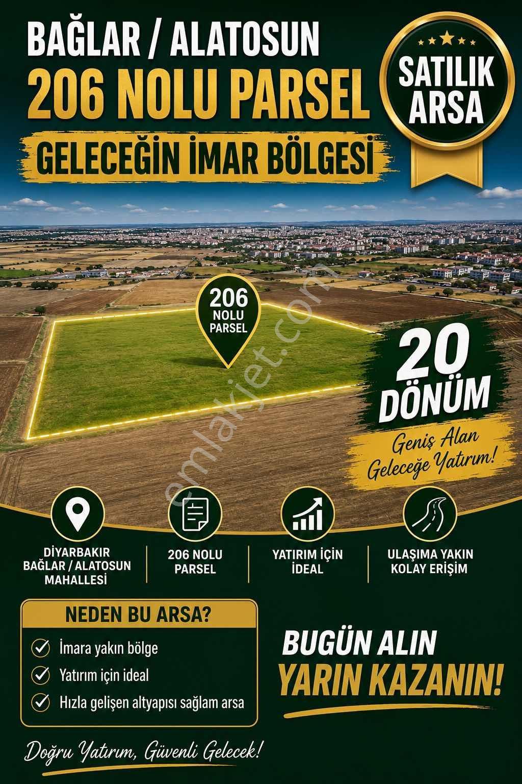 Alatosun 206 Parselde 20 Dönüm Satılık Arsa !!!