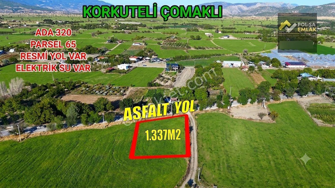 Korkuteli Çomaklı Köyü Satılık 1.337m2 Tarla Elektrik Su Var