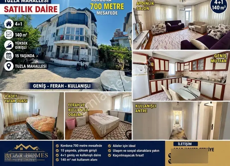 Tuzla Mah Kordona 700 Metre 4+1 15 Yaşında 140 M2