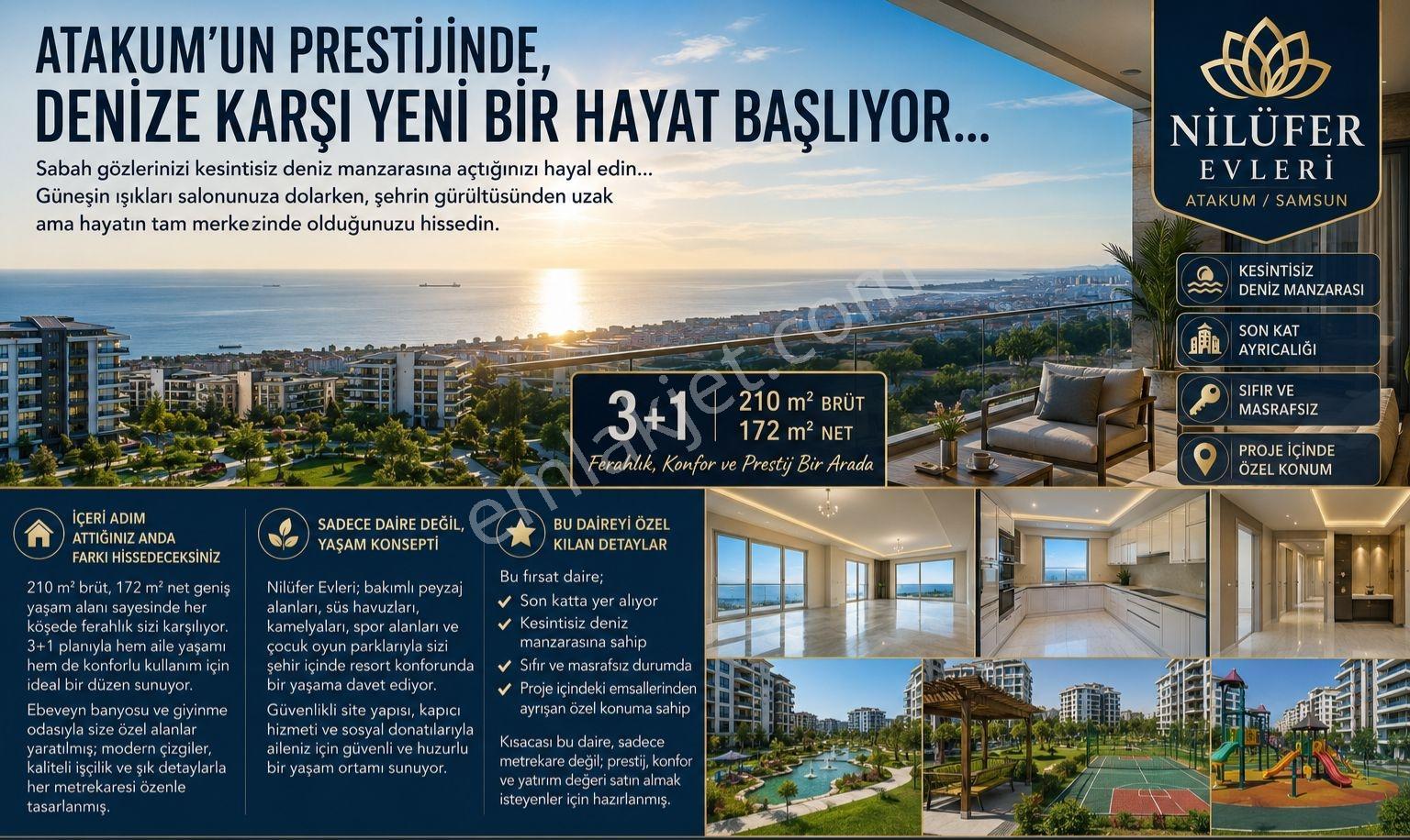 Nilüfer Evleri Sitesinde Deniz Manzaralı Satılık Sıfır 3+1 Daire