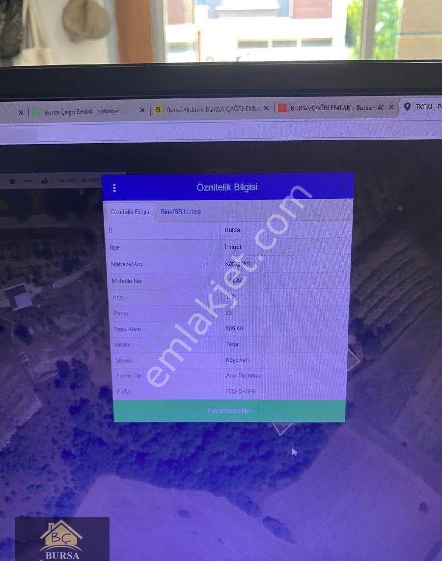 Bursa İnegöl Karagölet Köyün De 805 M2 Yaırımlık Hobilik Tarla