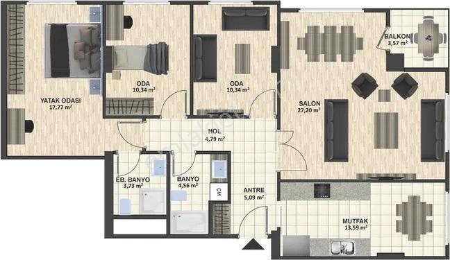 Altayçeşme Evinpark Tepe Ebeveyn Banyolu Kapalı Otoparklı 3+1 - Görsel 34