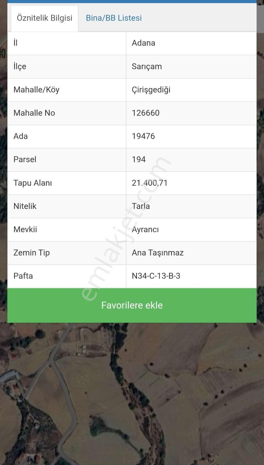 Adana Sarıçam Çirişgediği Mah.de Satılık Tarla - Görsel 2