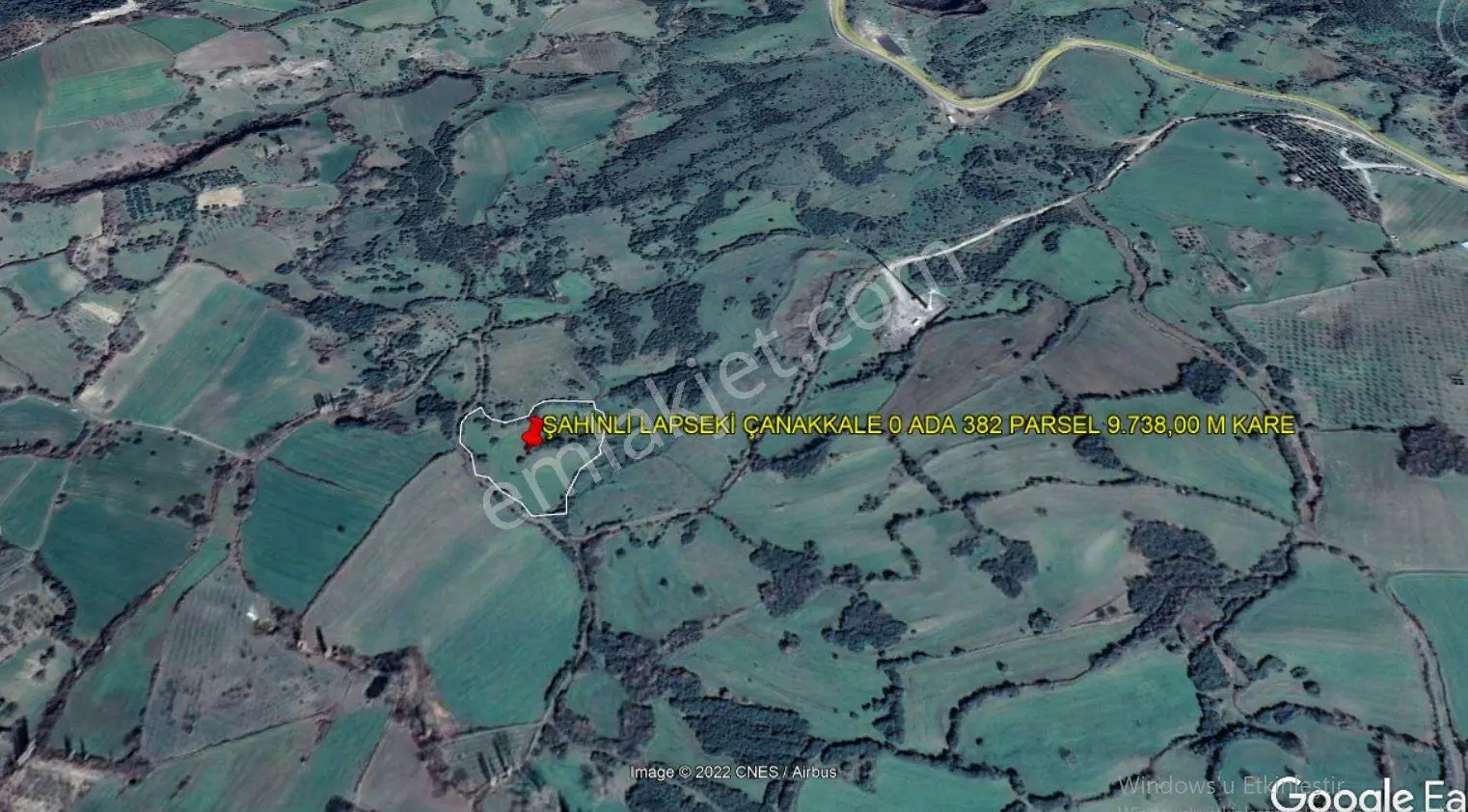 Çanakkale Lapseki Şahinli'de 9.738 M Kare Tarla