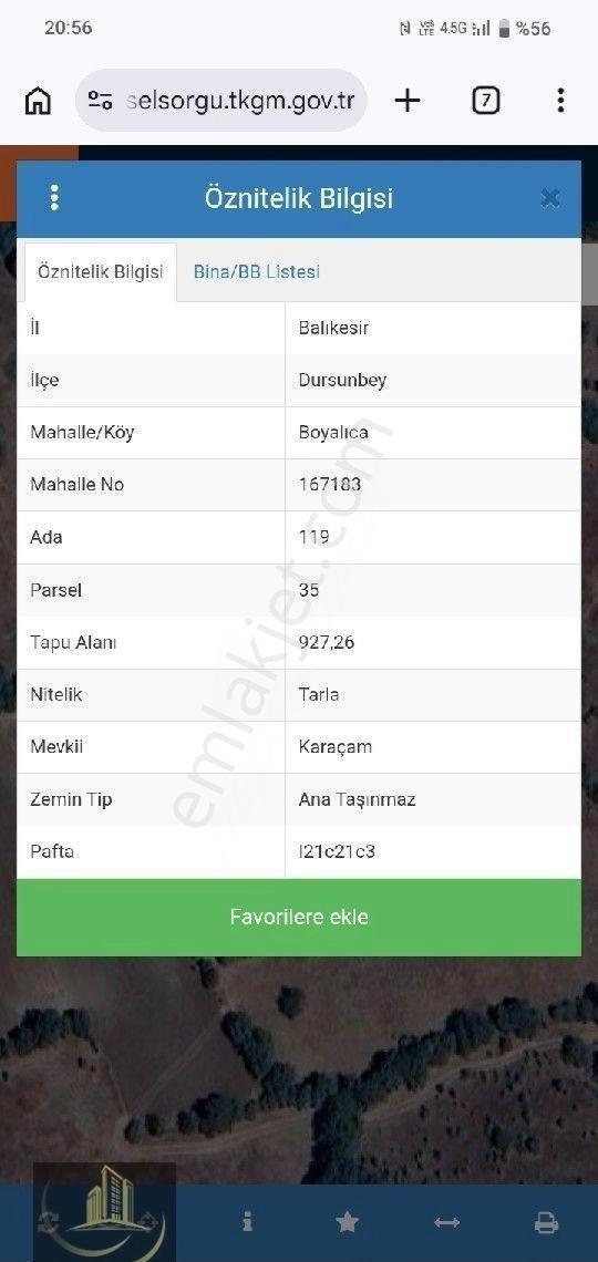 Dursunbeyde Satilik 927 M Yatırımlık Tarla - Görsel 5