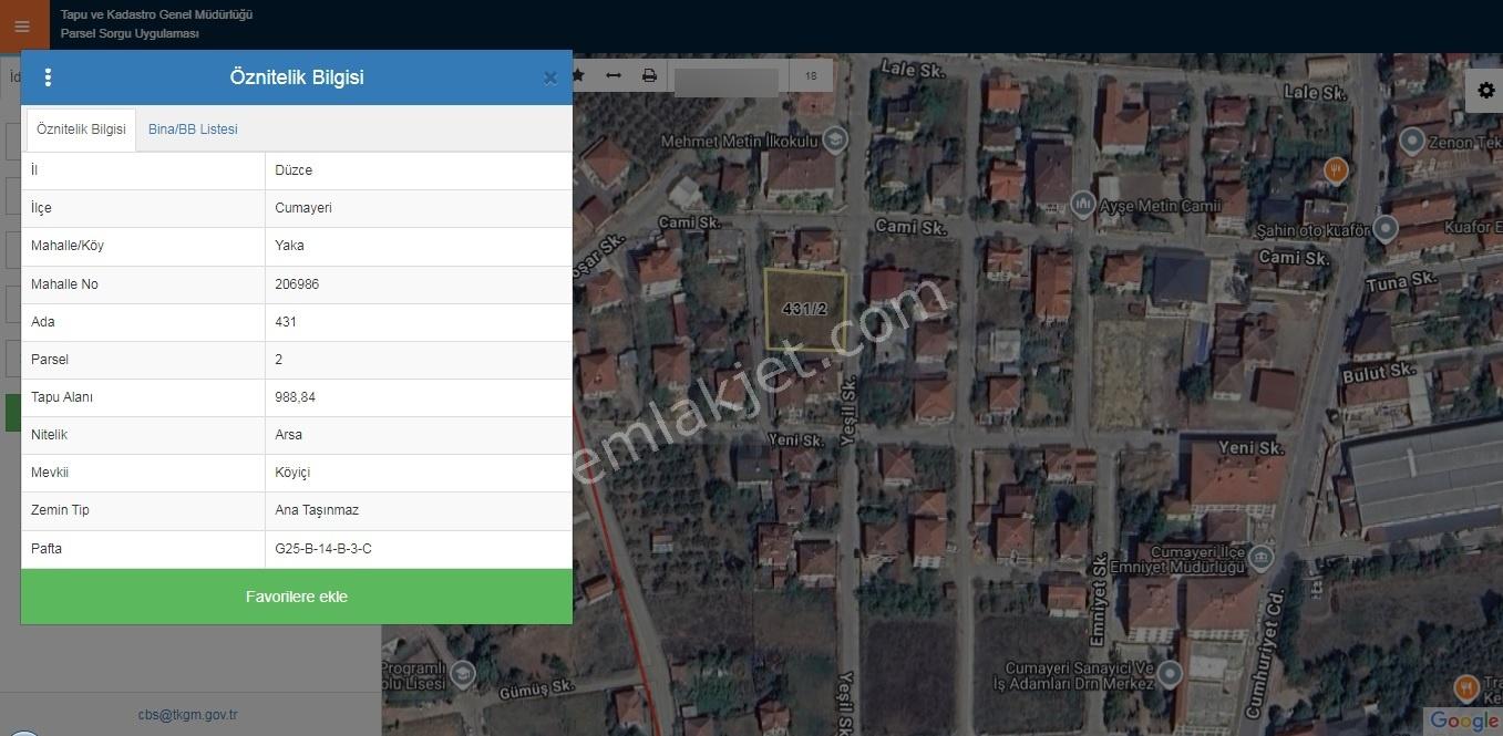 Cumayeri Yakada Okul Yanı 989 M² Çift Yol Cepheli Arsa - Görsel 5
