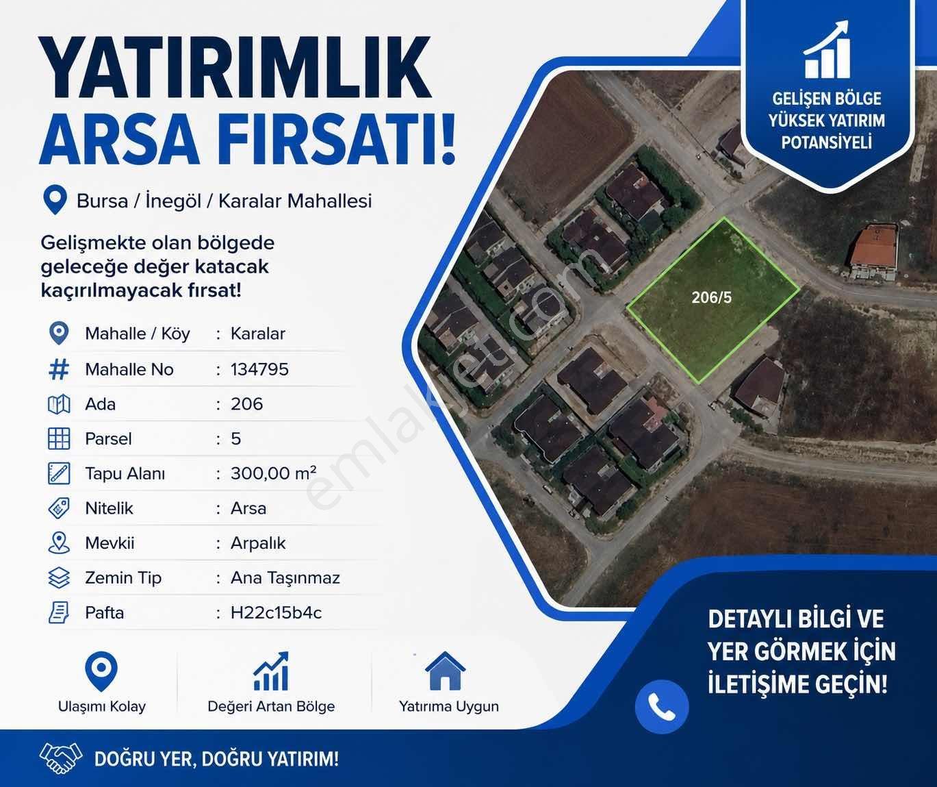 Sinan Emlaktan Karalarda 300 M2 Arsa
