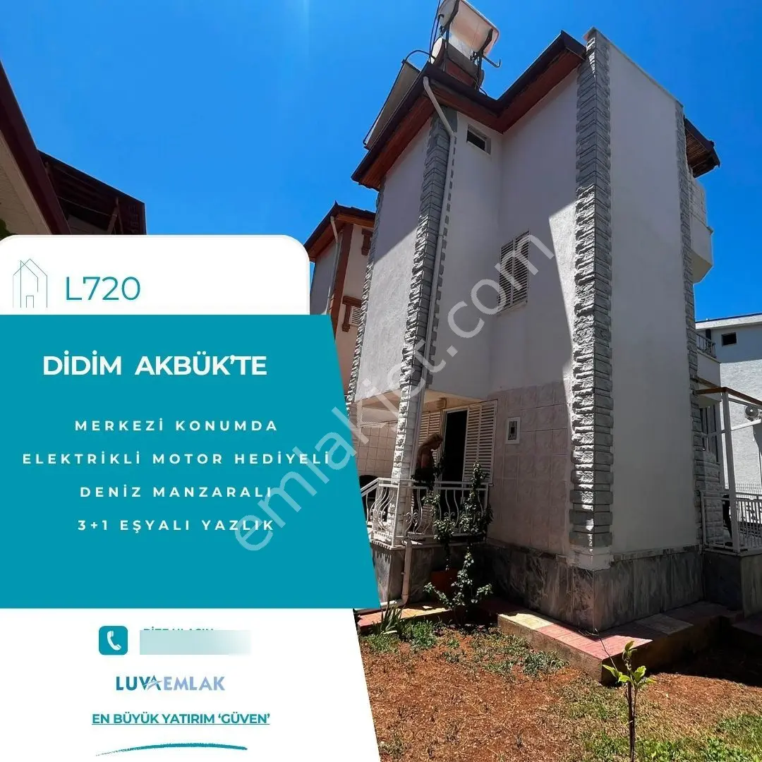 Didim Akbük Merkezde Full Eşyalı 3+1 Bahçeli Yazlık
