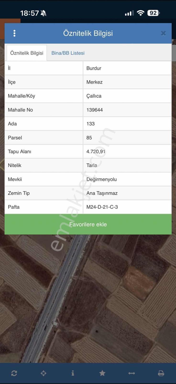 Burdur Çallıcada Tek Tapu 4.720 M² Satılık Tarla