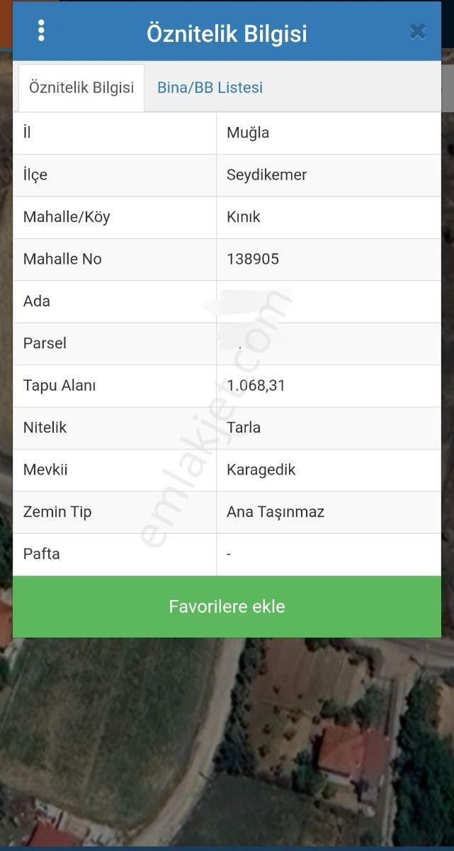 Seydikemer Kınık'ta Yola Cepheli Satılık İmarlı Tarla 1068m2 - Görsel 5