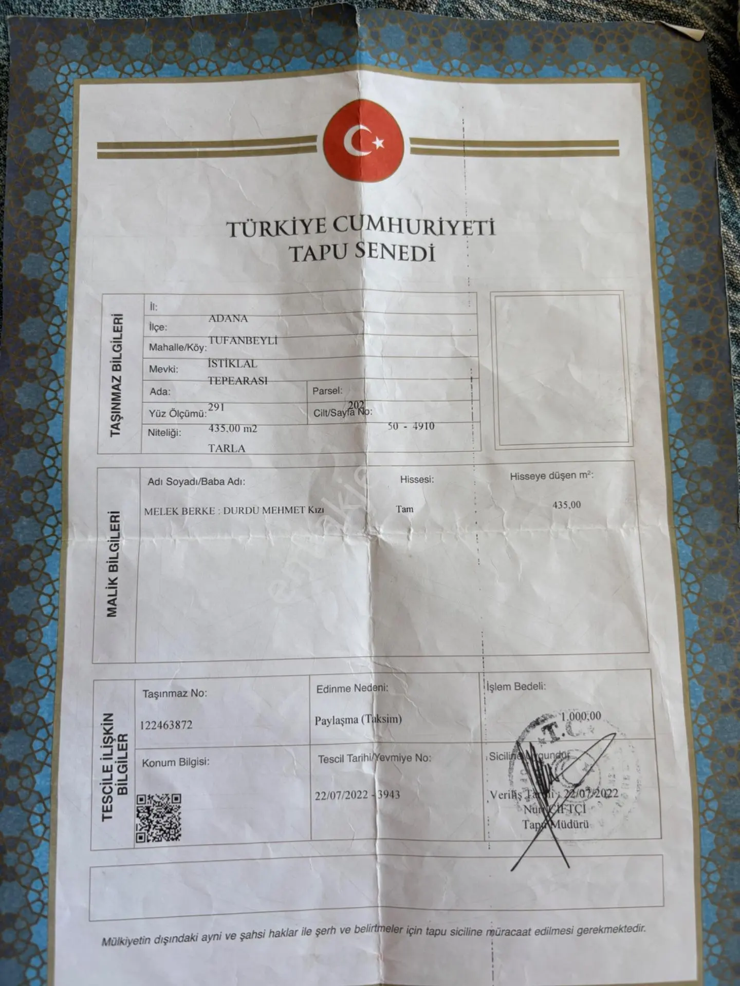 Tufanbeyli Satılık Arsa