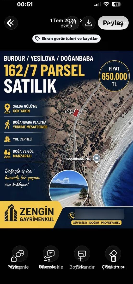SALDA GÖLÜ MANZARALI TARLALARIMIZ KÖYE VE GÖLE YÜRÜME - Görünüm 3