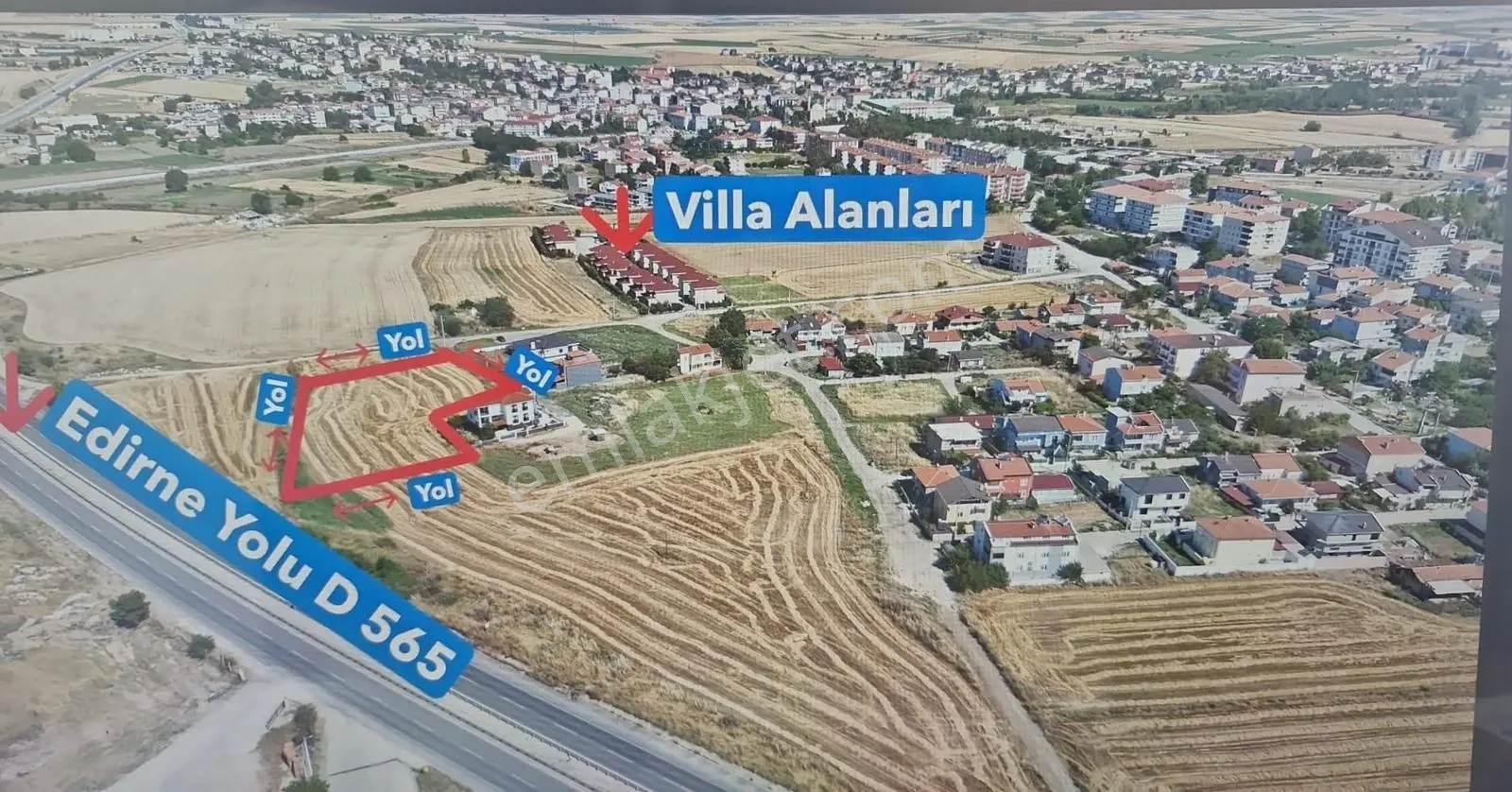 Edirne Havsa İlçesi D 100 Karayoluna Cepheli Satılık Arsa