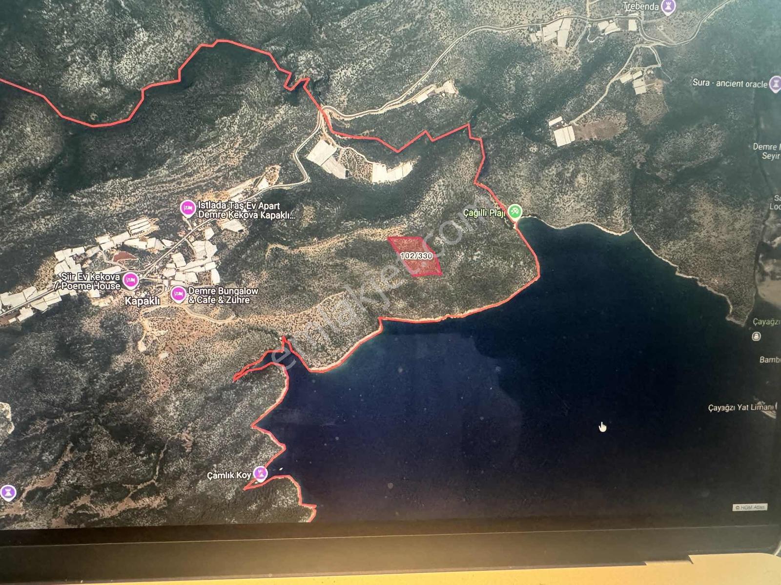 ANTALYA DEMRE KAPAKLI ÇAĞILLI PLAJI VE DENİZE YAKIN KONUMDA ARSA - Görünüm 3