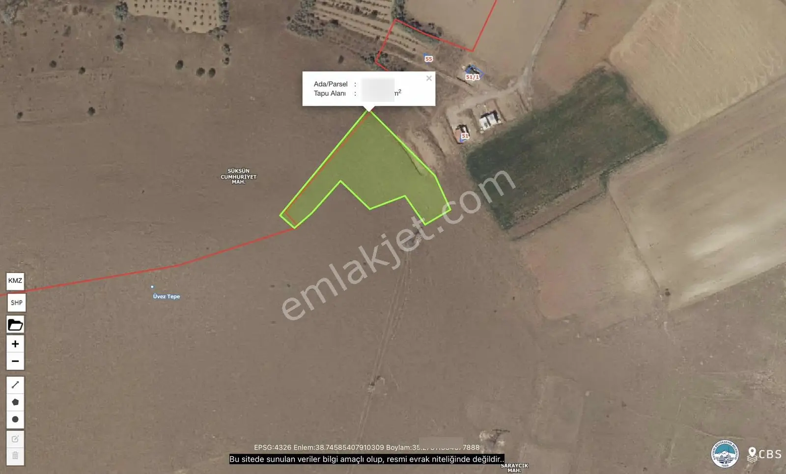 İNCESU SARAYCIK TOKİ YAKININDA YATIRIMLIK SATILIK 5.560 M2 TARLA - Görünüm 5