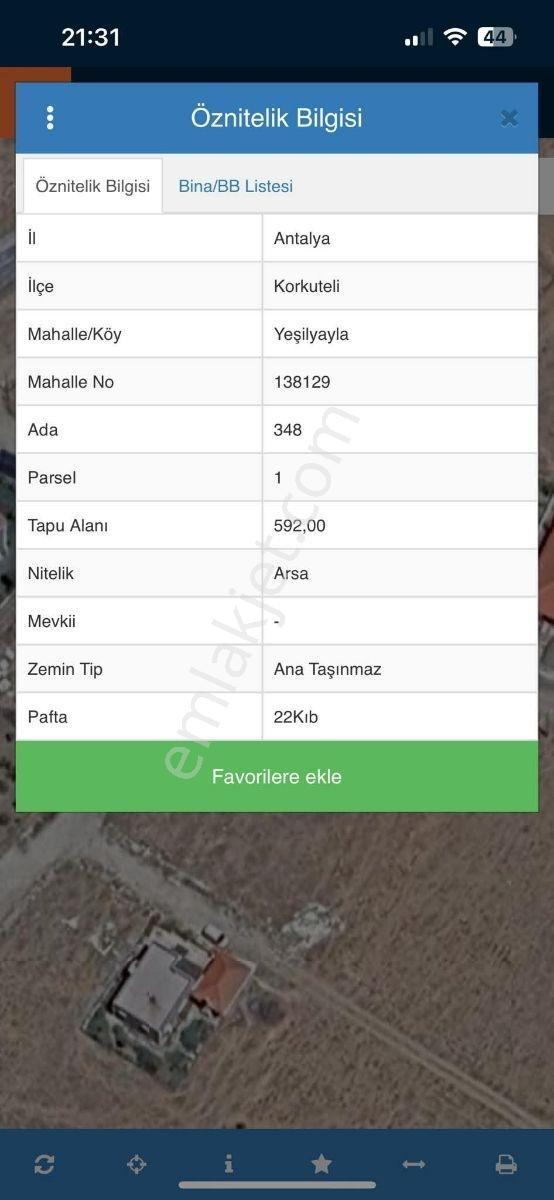 KORKUTELİ YEŞİLYAYLA KÖYÜ SATILIK 592M2 KÖŞE BAŞI İMARLI ARSA - Görünüm 4