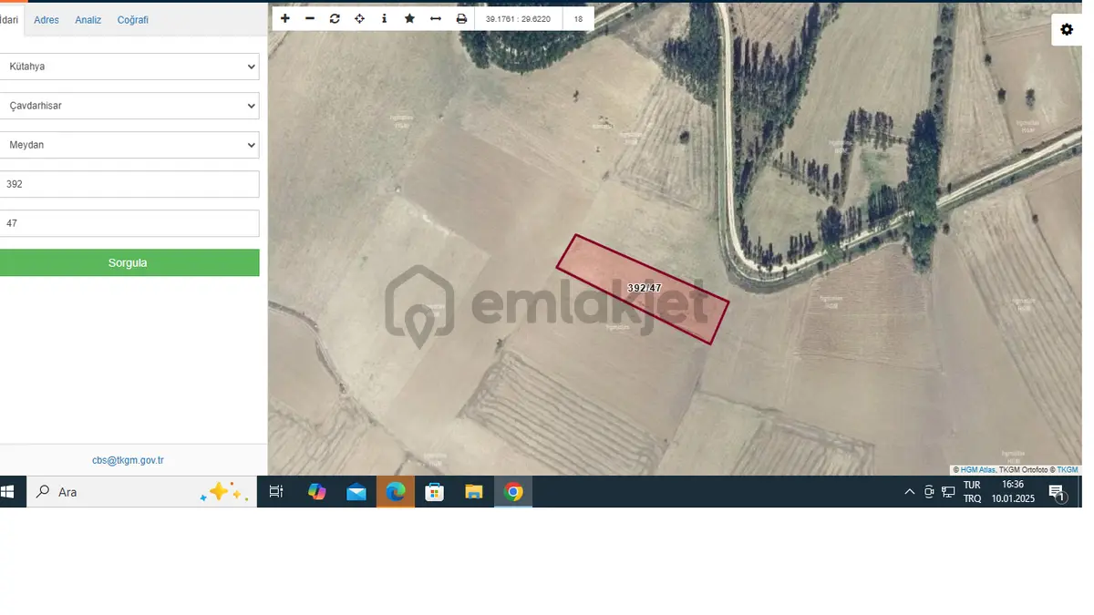 Pa'dan Çavdarhisar Meydan Mahallesinde Satılık Tarla
