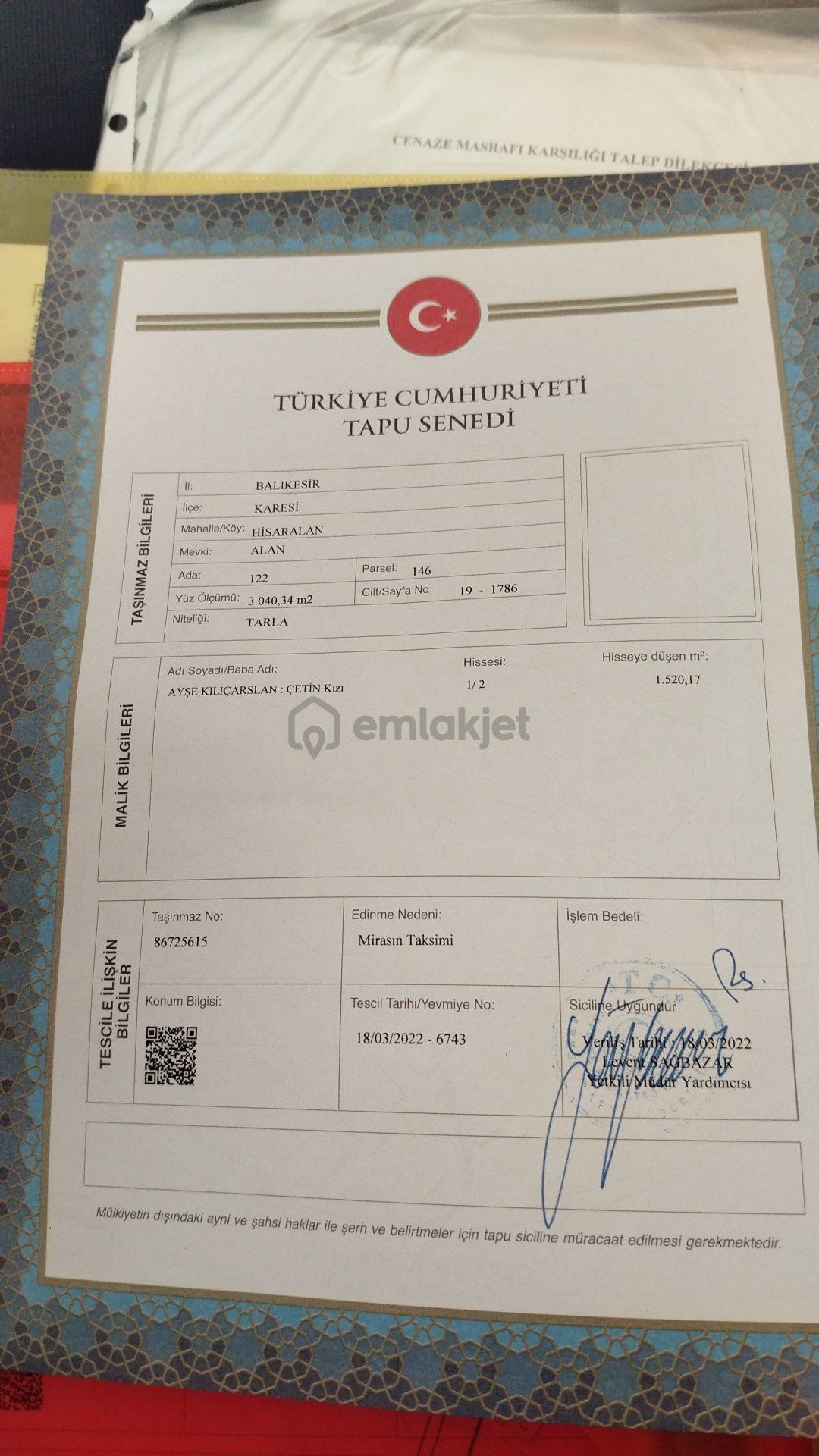 Sahibinden Satılık Tarla