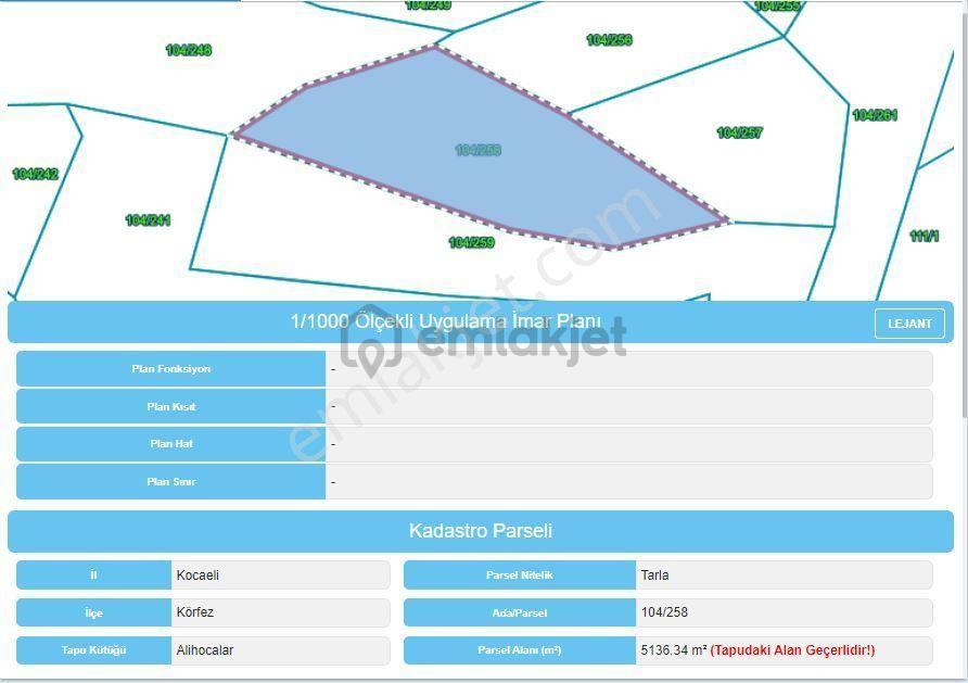 Körfez Ali Hocalar Satılık 5.100m² Arsa - 5