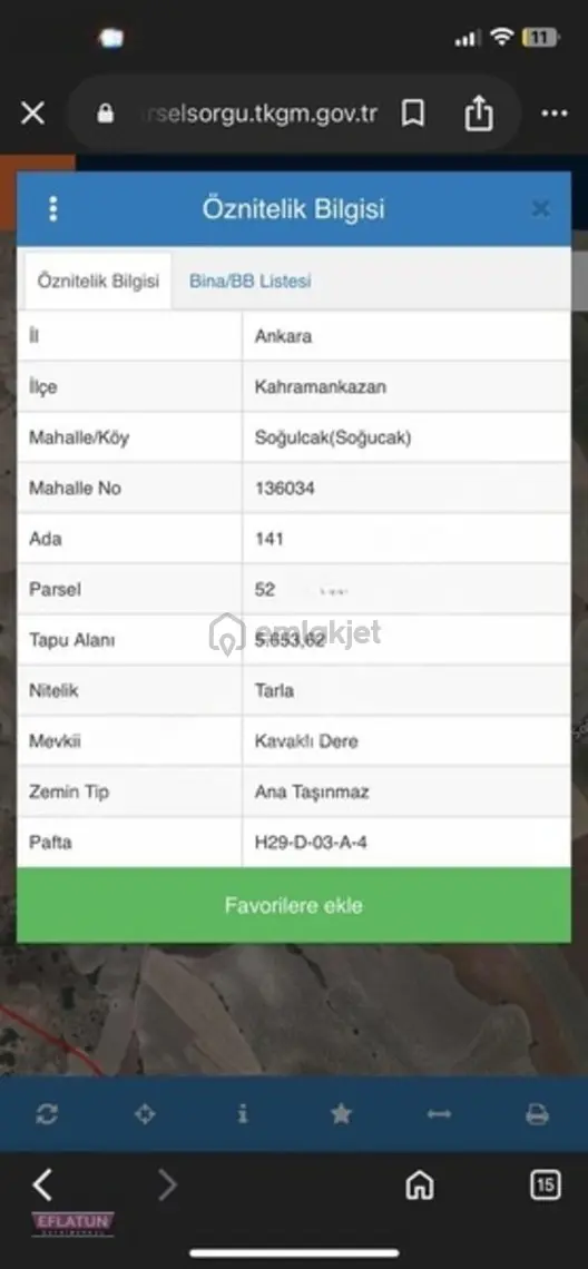 Ankara Kazan Da Satılık Tek Tapu 5.5 Dönüm Arsa