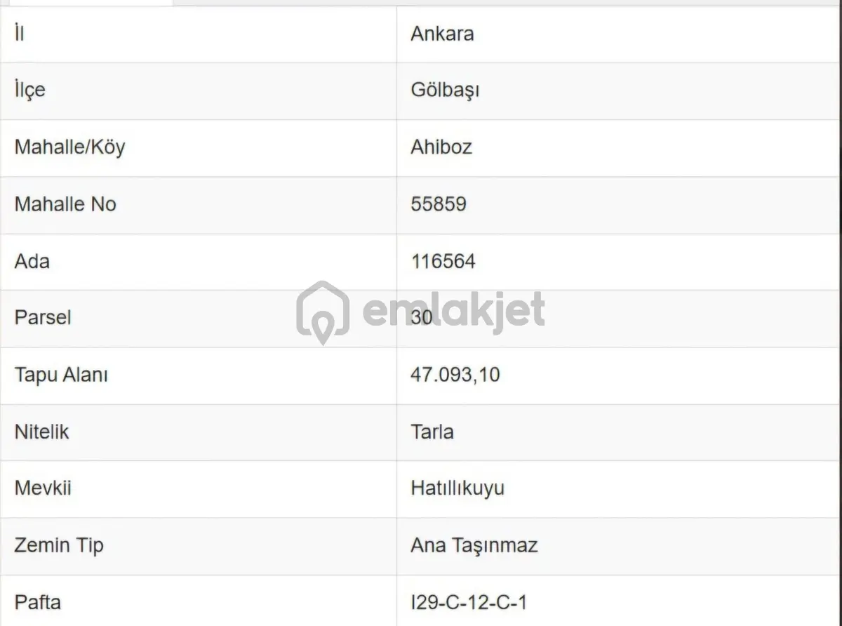 Gölbaşı İlçesi Ahiboz Mah. Satılık Tarla - 2