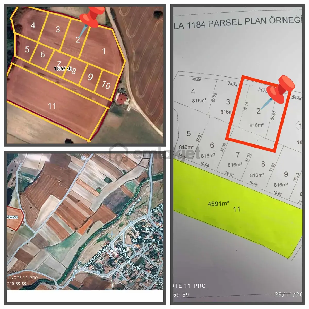 Saray Çayla Merkez'de Satılık 816 M2 Tarla - 11