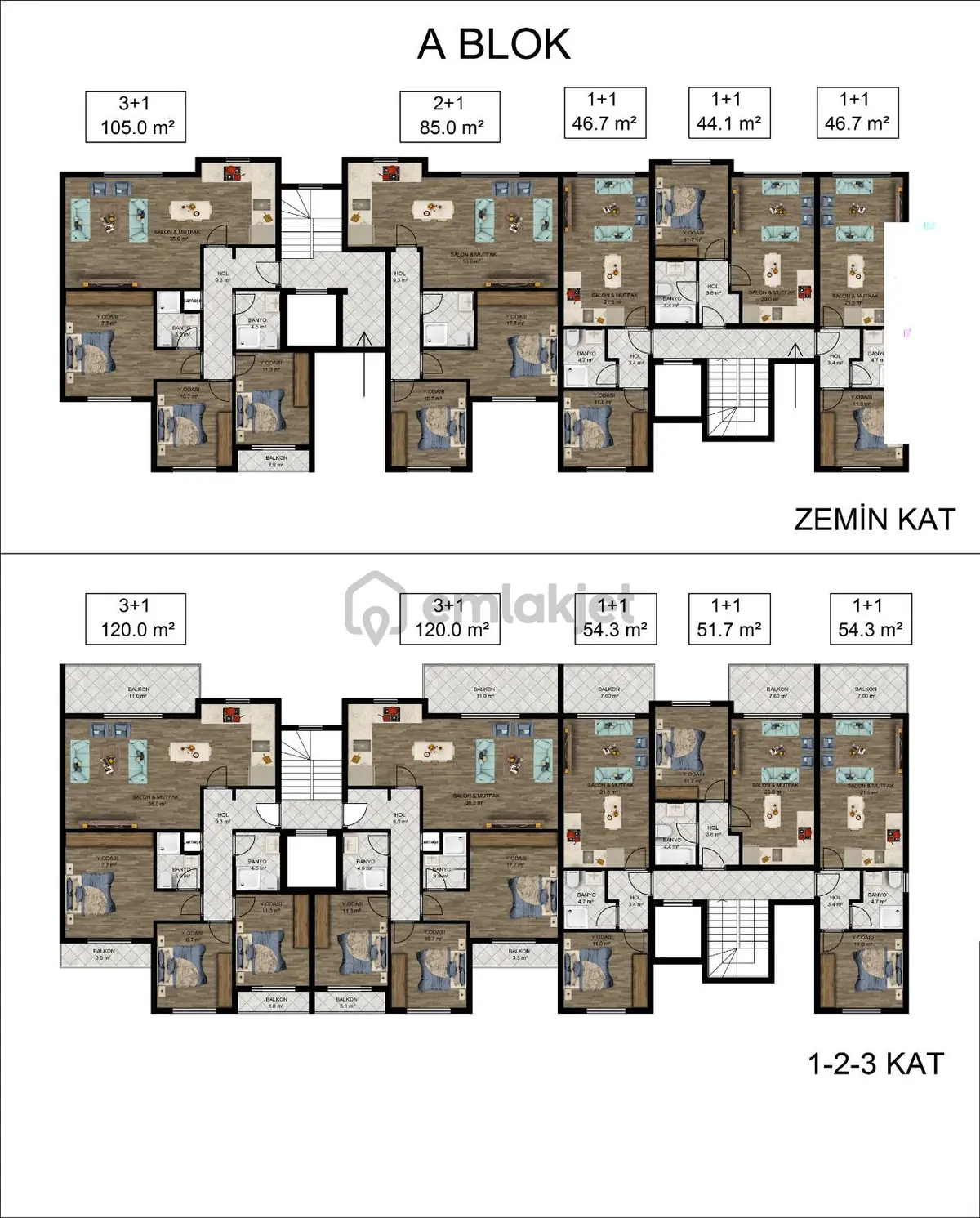 Konsept Sitede Satılık 1+1 Ve 3+1 Daireler - 16