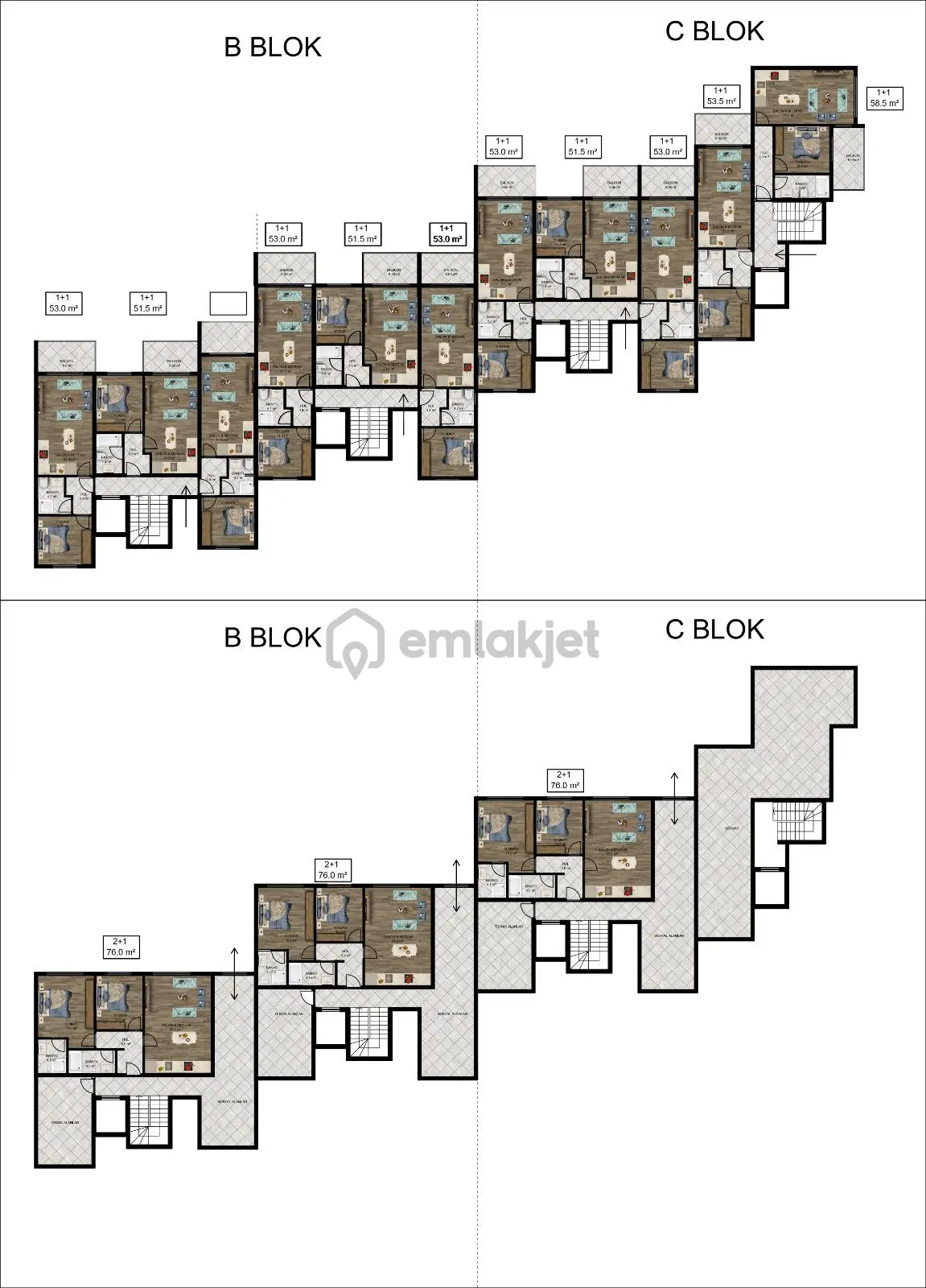 Konsept Sitede Satılık 1+1 Ve 3+1 Daireler - 15