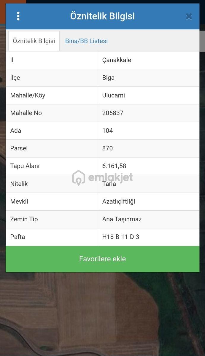 Biga Ulucami'de Satılık 1846 M2 Tarla - 2