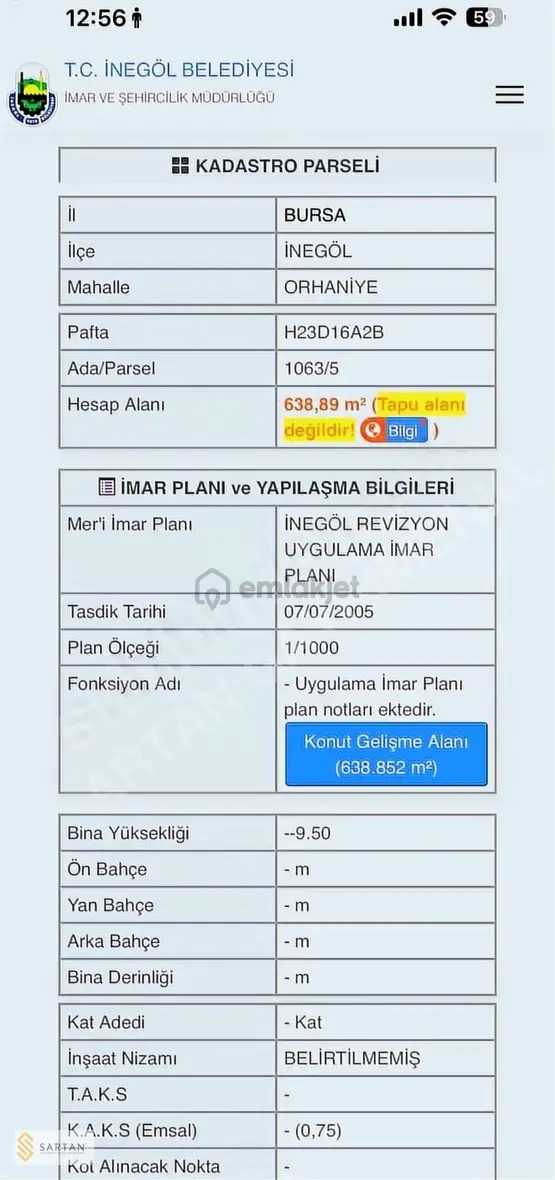 İnegöl Orhaniye'de İmarlı Satılık Arsa - 2