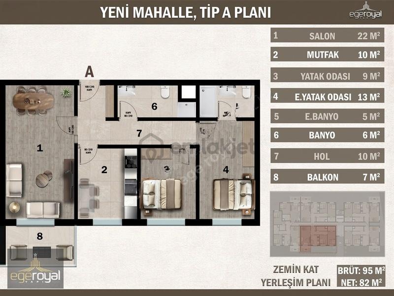 Yeni Mah. Ayrı Mutfak Ebeveyn Banyo Yerden Isıtma 2+1 Daire - 7
