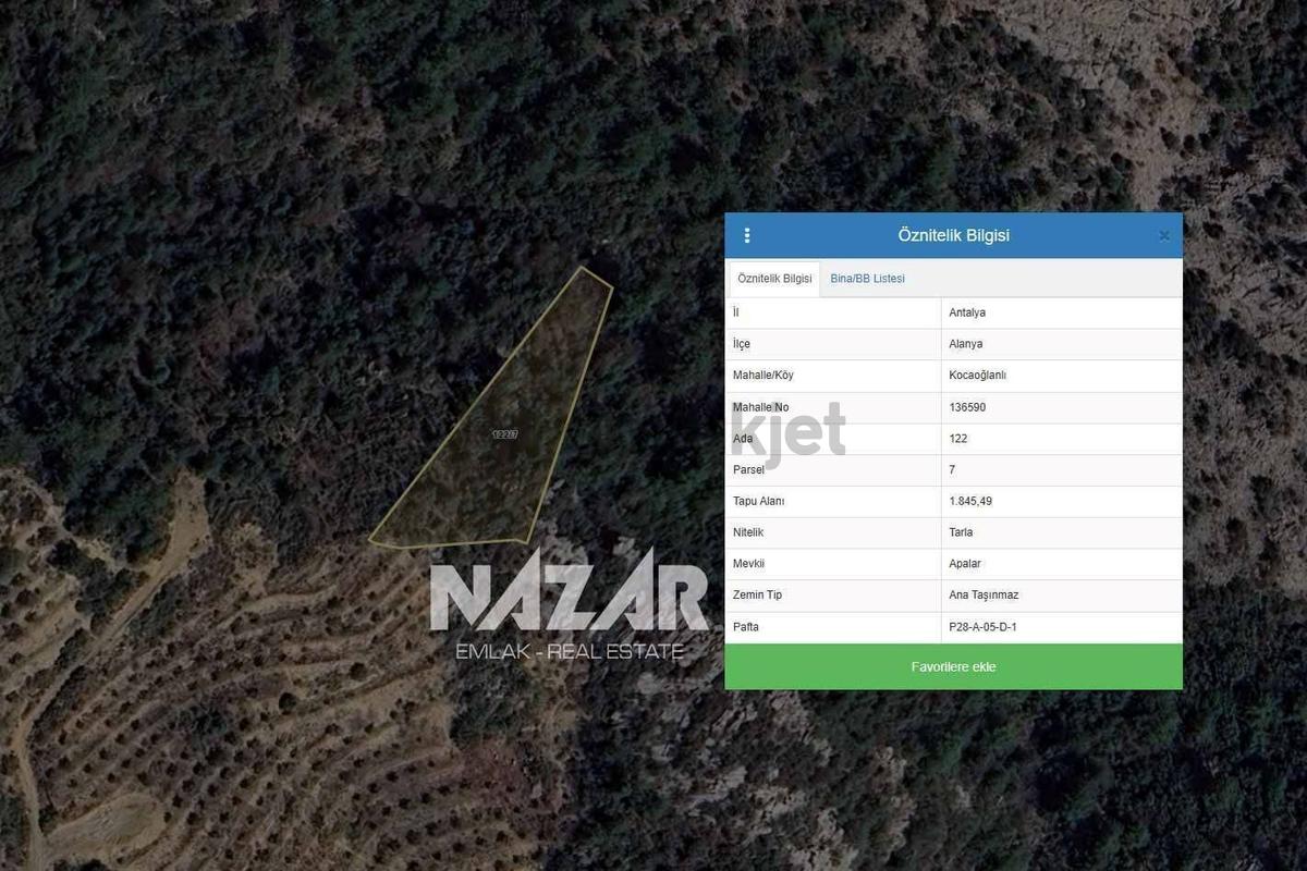 Alanya Kocaoğlanlı’da 1.845 M² Satılık Tarla - 17