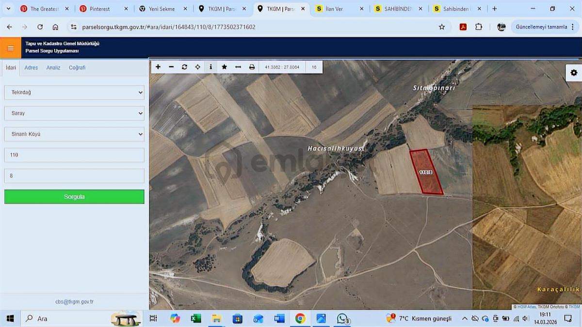 Tekirdağ Saray Sinanlı 14500 M2 Tek Tapu Satılık Tarla - 2