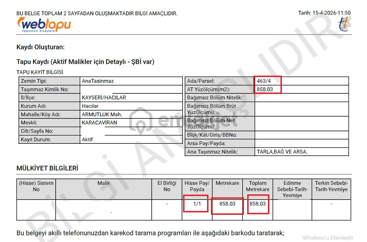 Hacılar Armutlukda 858m2 Tek Tapu Köşe Başı Ticari İmarlı Parsel - 10
