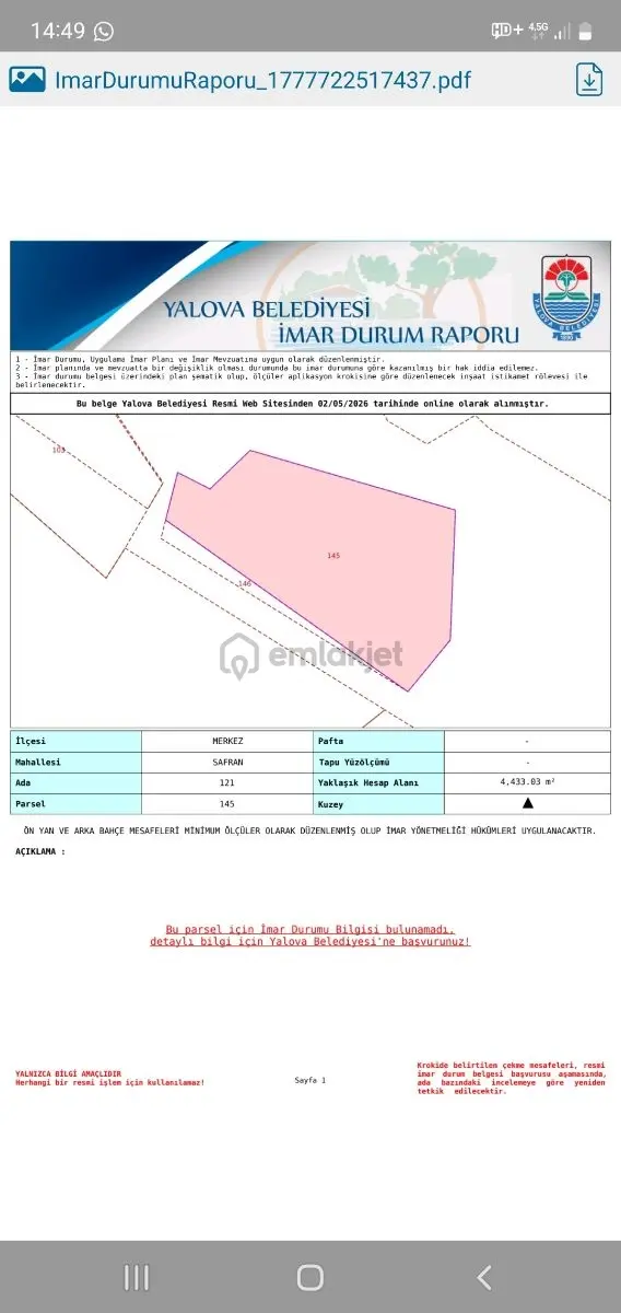 Yalova Safran Deniz Manzaralı Satılık Arsa - 30