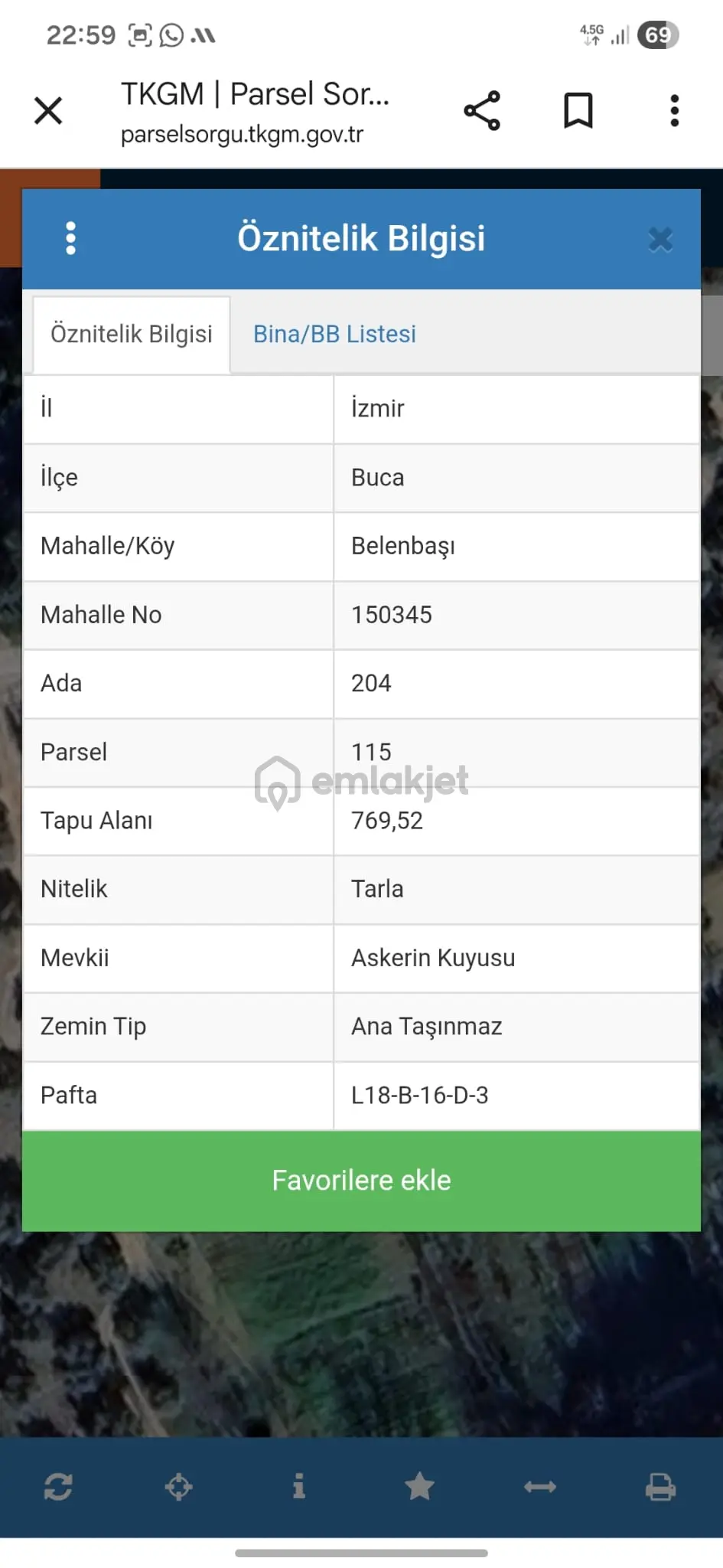 Asil'den Buca Belenbaşında 759 M2 Satılık Tarla
