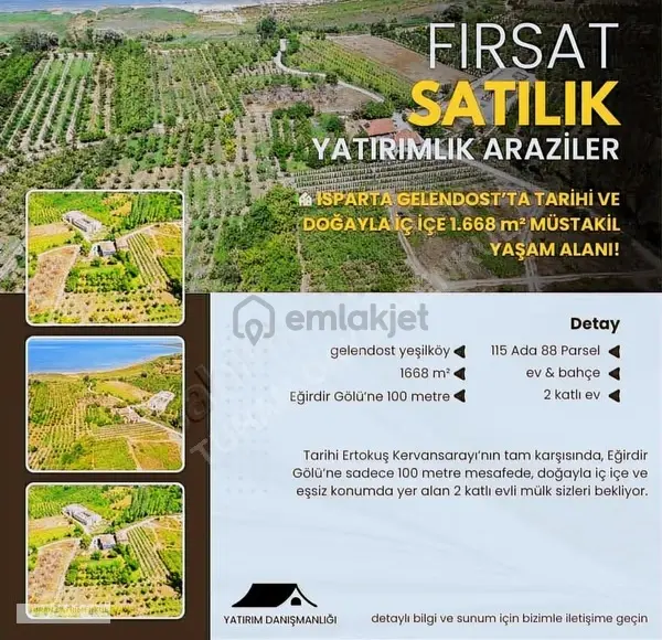 1668m2 Arsa Eğirdir Gölüne 100m Mesafede Ev & Bahçe - 4