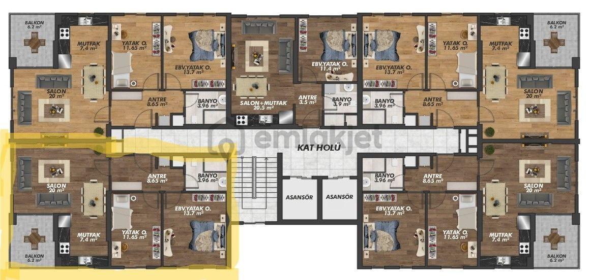 Tunçbey'den Aysira 5 Projesinde 2+1 Brüt 92 M2 - 14