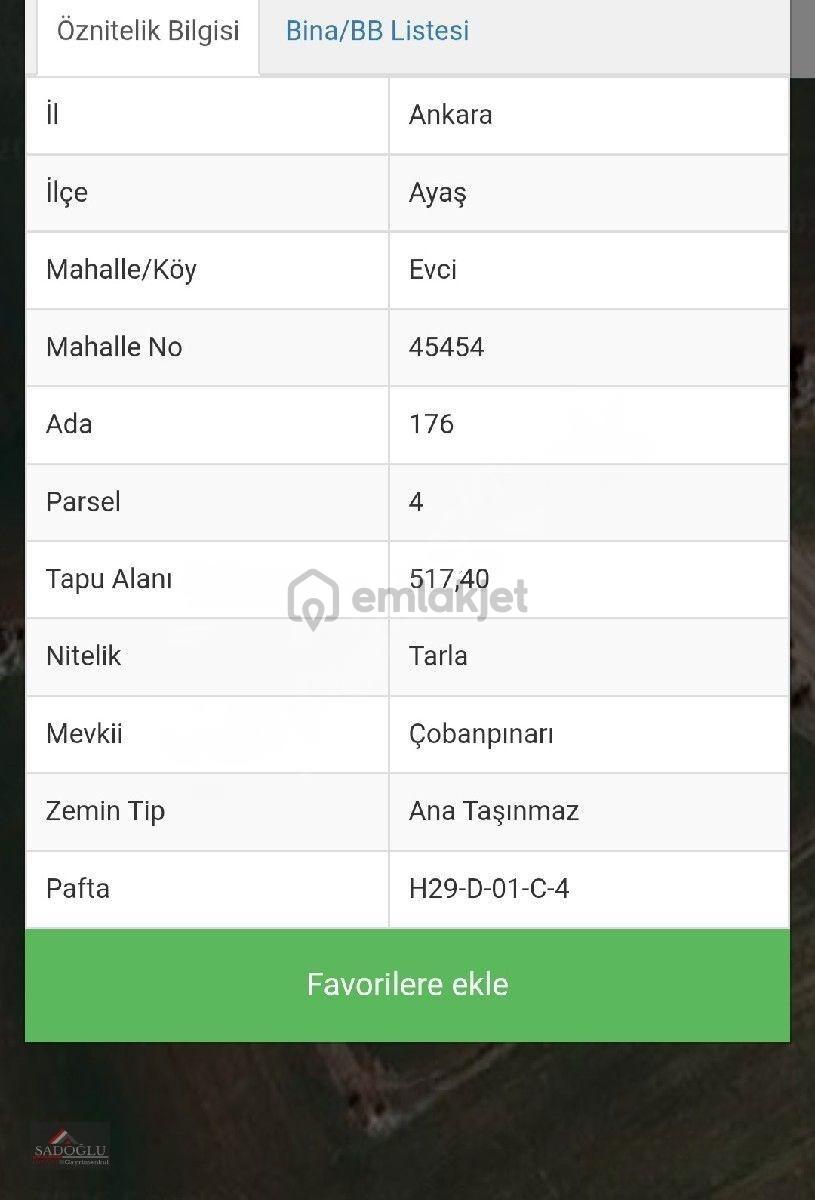 Ankara Ayaş Evci'de 517 M2 Satılık - 2