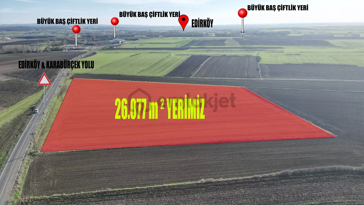 Tekirdağ Saray Edirköyde 26.077 M² Tek Tapu Tarla - 4