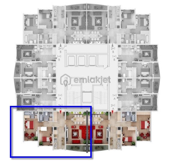 Solar Kent Sitesinde 2 Oda 1 Salon Ebeveyn Banyolu Daire - 2